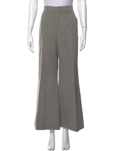 Pre-owned Chloé Virgin Wool Wide Leg Pants In Gray