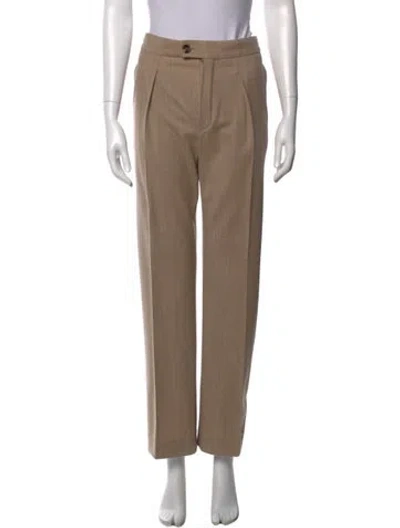 Pre-owned Chloé Virgin Wool Wide Leg Pants In Neutral