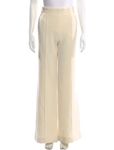 Pre-owned Chloé Virgin Wool Wide Leg Pants In Neutral