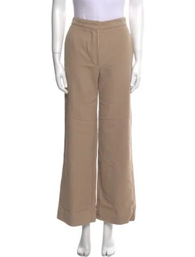 Pre-owned Chloé Virgin Wool Wide Leg Pants In Neutral