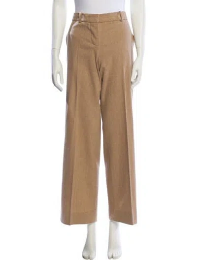 Pre-owned Chloé Virgin Wool Wide Leg Pants In Neutral