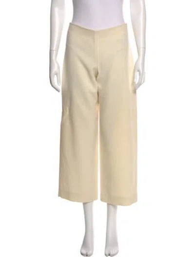 Pre-owned Chloé Virgin Wool Wide Leg Pants In Neutral