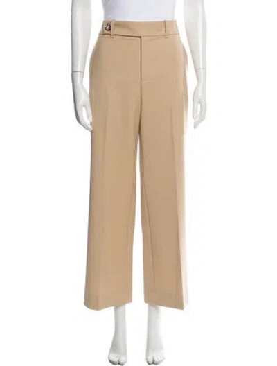 Pre-owned Chloé Virgin Wool Wide Leg Pants In Neutral