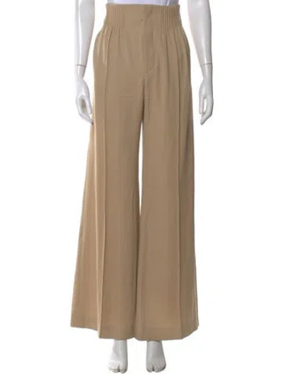 Pre-owned Chloé Virgin Wool Wide Leg Pants In Neutral