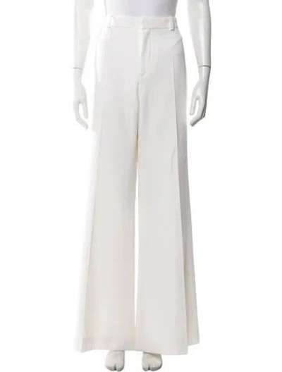 Pre-owned Chloé Virgin Wool Wide Leg Pants In Neutral