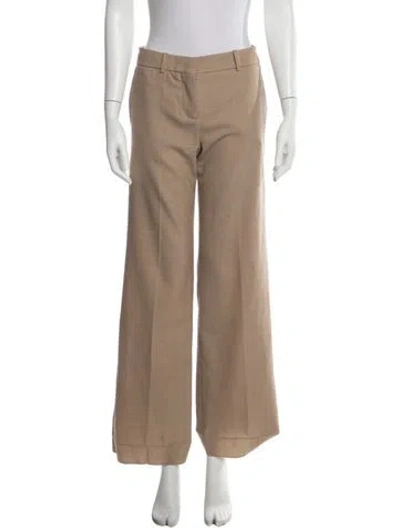 Pre-owned Chloé Virgin Wool Wide Leg Pants In Neutrals