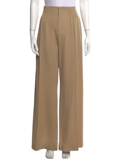 Pre-owned Chloé Virgin Wool Wide Leg Pants In Neutrals