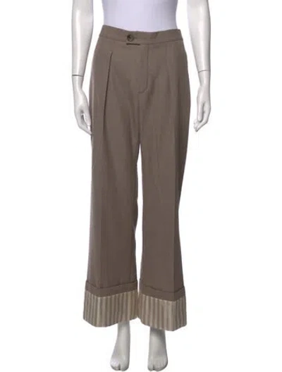Pre-owned Chloé Virgin Wool Wide Leg Pants In Neutrals