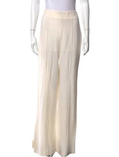 Pre-owned Chloé Virgin Wool Wide Leg Pants In Neutrals