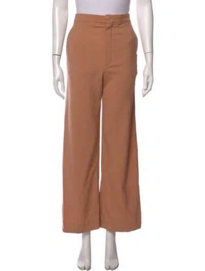 Pre-owned Chloé Virgin Wool Wide Leg Pants In Orange