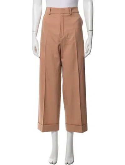 Pre-owned Chloé Virgin Wool Wide Leg Pants In Orange