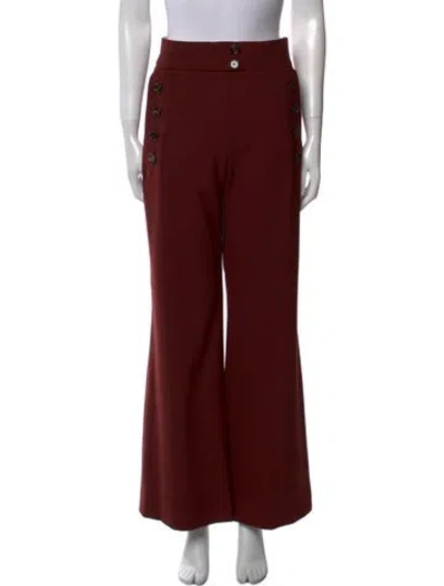 Pre-owned Chloé Virgin Wool Wide Leg Pants In Red