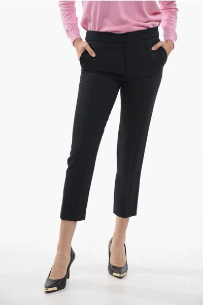 Chloé Viscose Blend Chinos Pants With Hidden Closure In Black