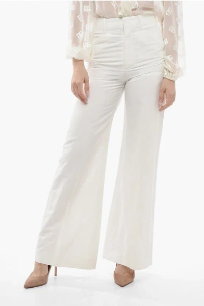 Chloé Viscose Blend Palazzo Pants With Flush Pockets In White