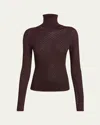 Chloé Viscose Lace Knit Turtleneck Top In Burgundy