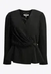 Chloé Draped Top Gold Tone Hardware Peplum In Black