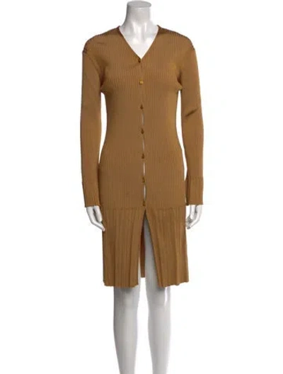 Pre-owned Chloé V-neck Knee-length Dress In Gold