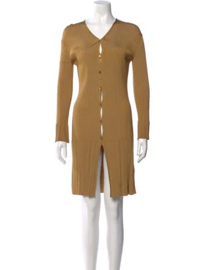 Pre-owned Chloé V-neck Knee-length Dress In Gold