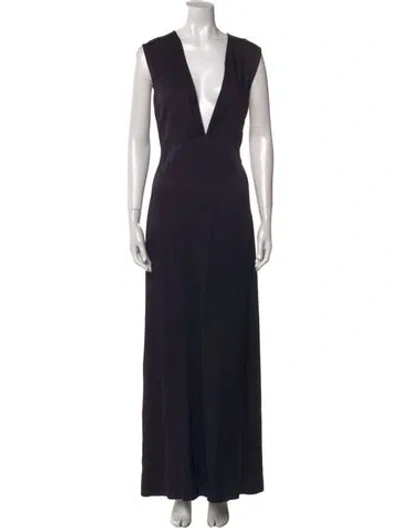Pre-owned Chloé V-neck Long Dress In Black