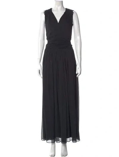 Pre-owned Chloé V-neck Long Dress In Black