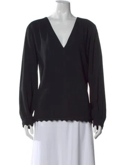 Pre-owned Chloé V-neck Long Sleeve Blouse In Black