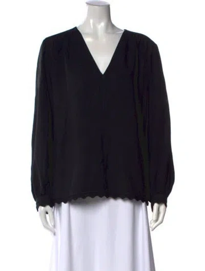 Pre-owned Chloé V-neck Long Sleeve Blouse In Blue