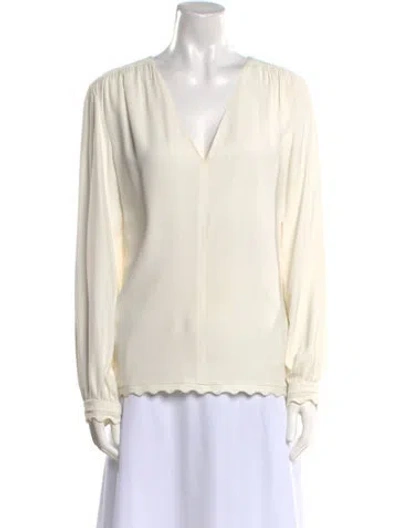Pre-owned Chloé V-neck Long Sleeve Blouse In Neutral
