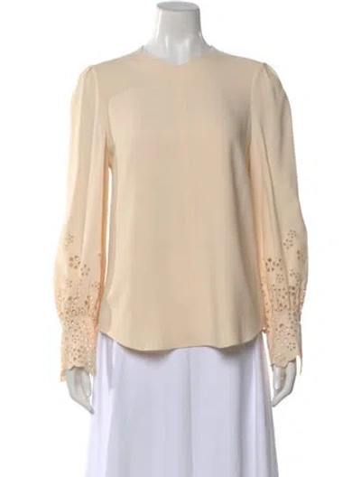 Pre-owned Chloé V-neck Long Sleeve Blouse In Neutral