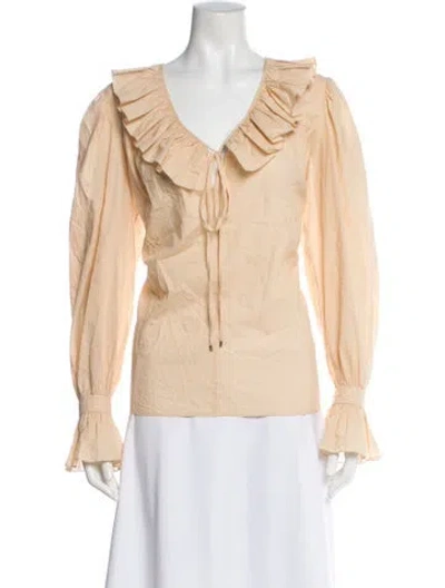 Pre-owned Chloé V-neck Long Sleeve Blouse In Neutrals