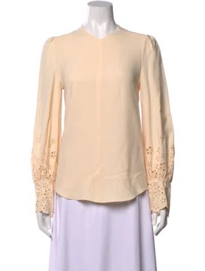Pre-owned Chloé V-neck Long Sleeve Blouse In Neutrals