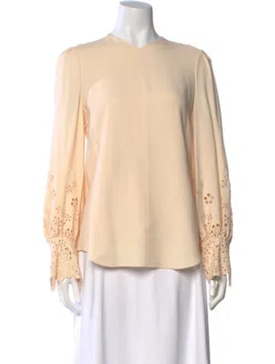 Pre-owned Chloé V-neck Long Sleeve Blouse In Neutrals