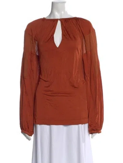 Pre-owned Chloé V-neck Long Sleeve Blouse In Orange