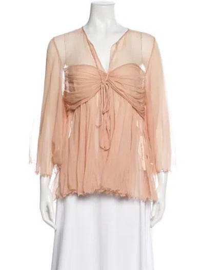 Pre-owned Chloé V-neck Long Sleeve Blouse In Pink