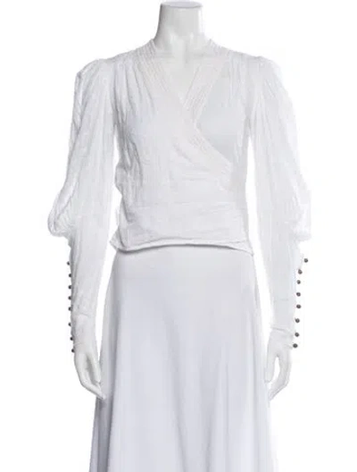 Pre-owned Chloé V-neck Long Sleeve Blouse In White