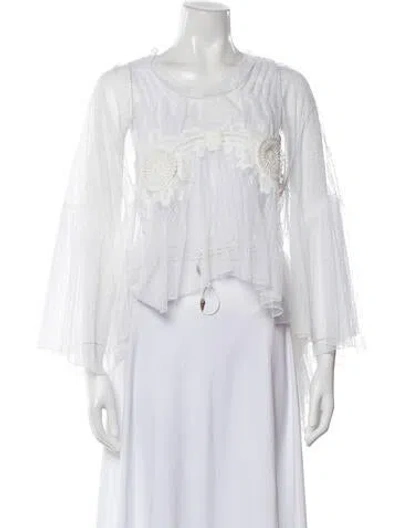 Pre-owned Chloé V-neck Long Sleeve Blouse In White