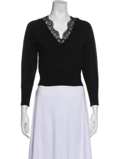 Pre-owned Chloé V-neck Long Sleeve Top In Black