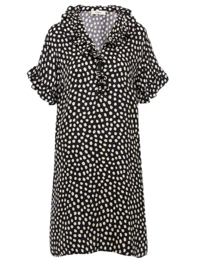 Chloé Chloè V-neck Maxi Dress With Ruffles - Size 36 In Gray