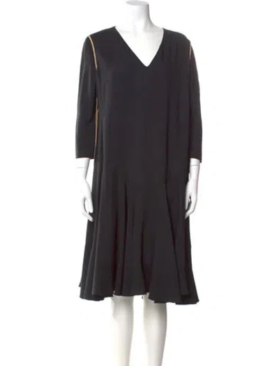 Pre-owned Chloé V-neck Midi Length Dress In Black