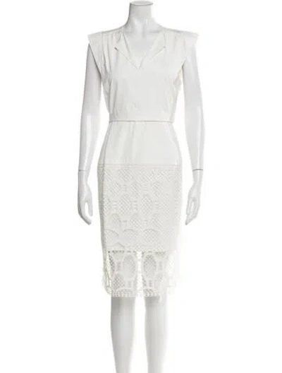 Pre-owned Chloé V-neck Midi Length Dress In Neutral