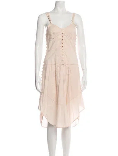 Pre-owned Chloé V-neck Midi Length Dress In Pink