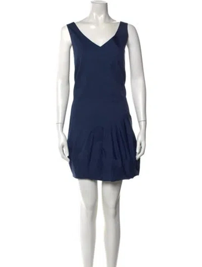 Pre-owned Chloé V-neck Mini Dress In Blue
