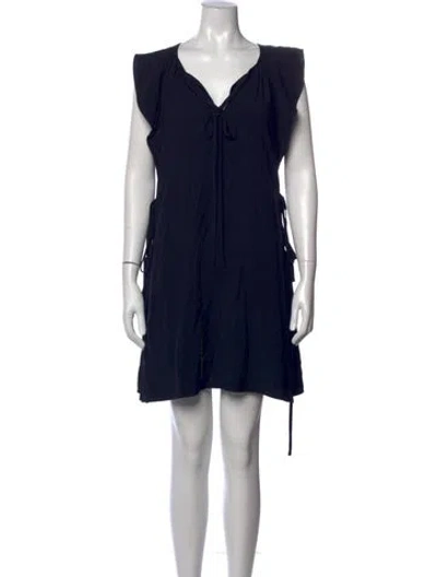 Pre-owned Chloé V-neck Mini Dress In Blue