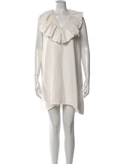 Pre-owned Chloé V-neck Mini Dress In Neutral