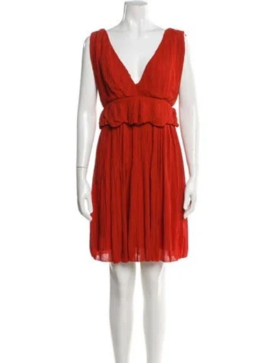 Pre-owned Chloé V-neck Mini Dress W/ Tags In Orange