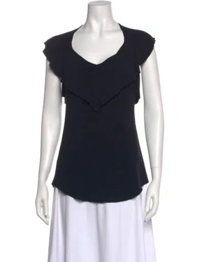 Pre-owned Chloé V-neck Short Sleeve Top In Black