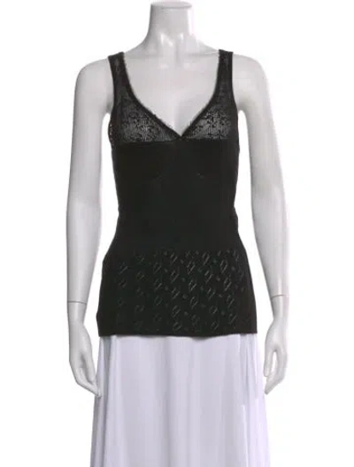 Pre-owned Chloé V-neck Sleeveless Top In Black