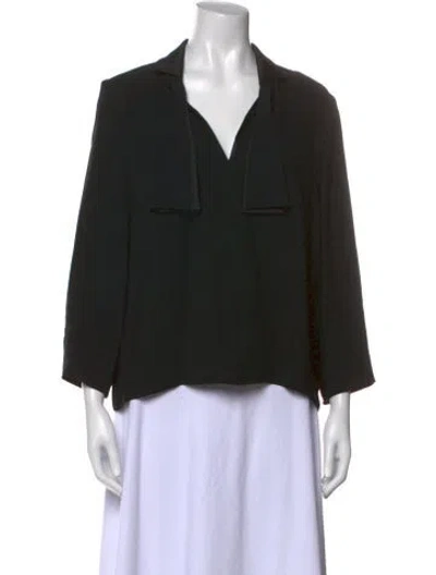 Pre-owned Chloé V-neck Three-quarter Sleeve Blouse In Black