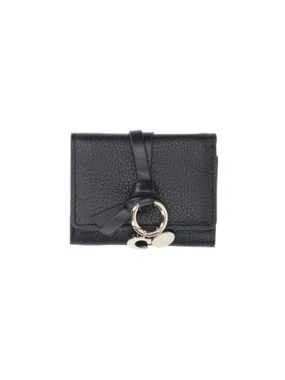 Chloé Piccolo Alphabet Leather Tri-fold Wallet In Black