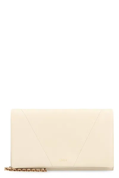 Chloé Wallet On Chain  Spin In Leather In Sand