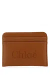 Chloé Caramel Leather Card Holder In Brown
